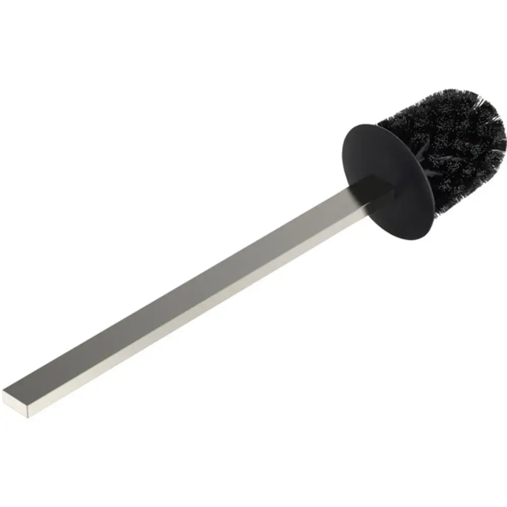WC-Bürste mit schwarzem Bürstenkopf und geradem, silberfarbigem Griff, hergestellt von Ideal Standard.